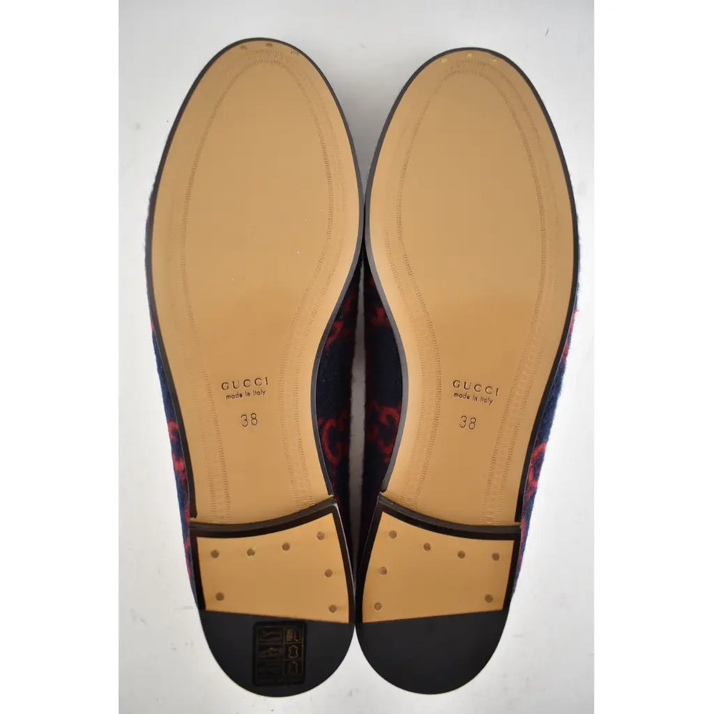 Gucci New Jordaan Wool Blue Red GG Logo Horsebit Loafer Mule Slipper Flat 38 - Picture 12 of 12